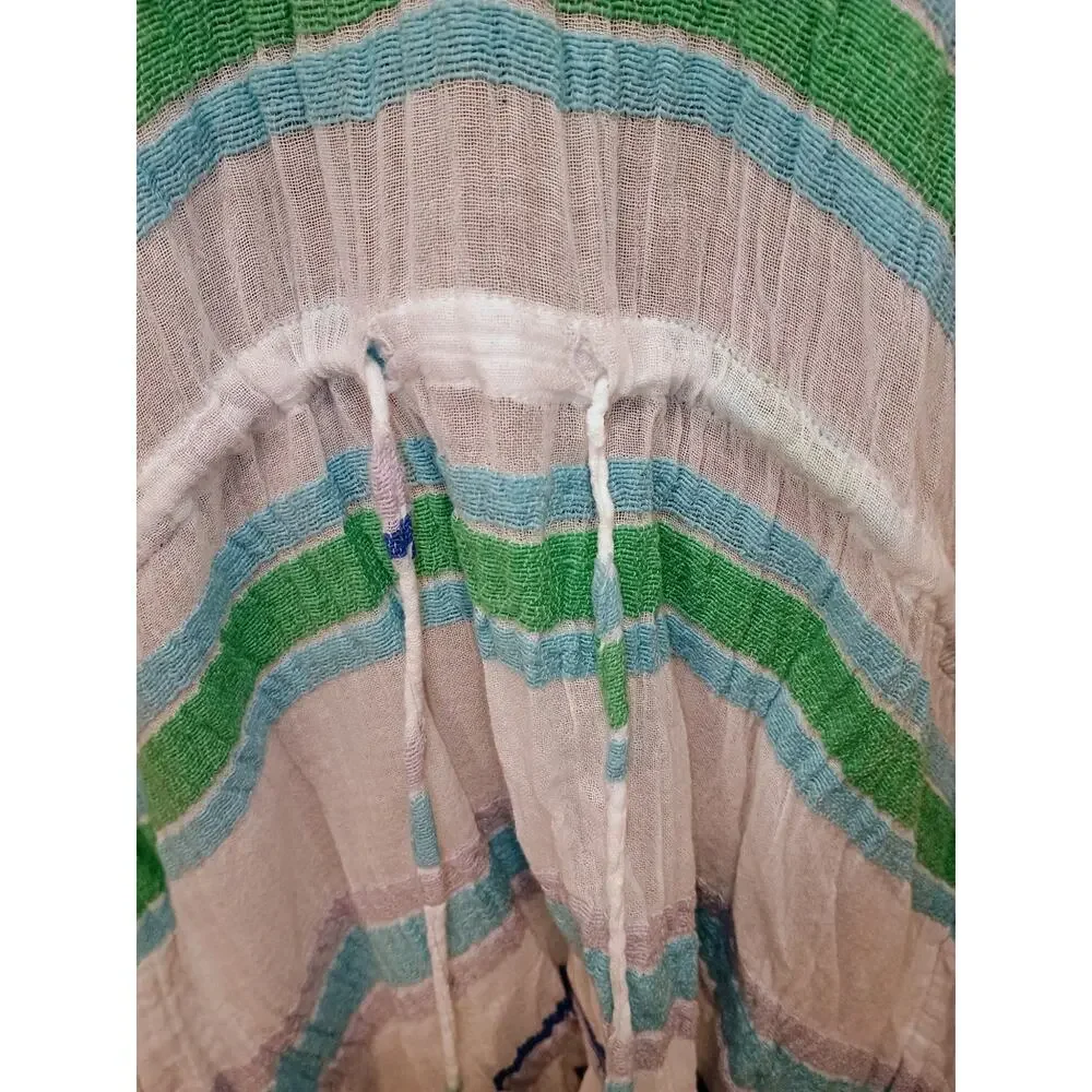 ✨ 3 / $15 DEAL ✨ Blue Island 100% Cotton Kaftan Swim Coverup Asymmetrical Medium